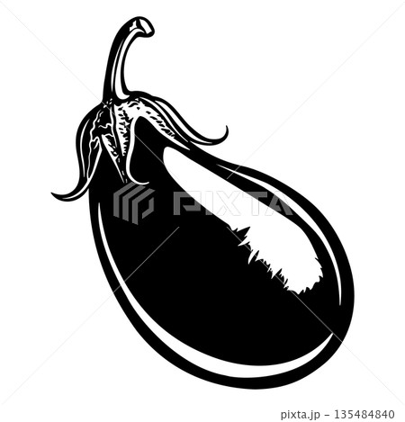 black and white eggplant icon no background 135484840