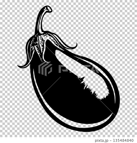 black and white eggplant icon no background 135484840