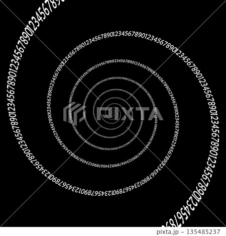 Digital data array, spiral of numbers, seamless math pattern Digital data array, spiral of numbers, seamless math pattern 135485237