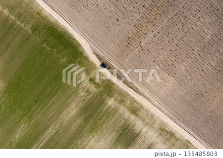 country road, view from above, aerial view country road, view from above, aerial view 135485803