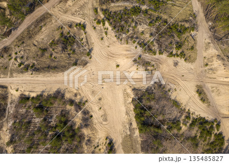country road, view from above, aerial view 135485827