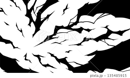 雷が左下から放射状に広がるシルエットの背景_16:9 雷が左下から放射状に広がるシルエットの背景_16:9 135485915