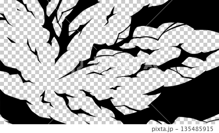 雷が左下から放射状に広がるシルエットの背景_16:9 雷が左下から放射状に広がるシルエットの背景_16:9 135485915