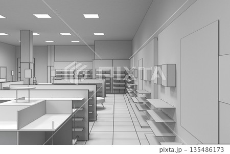 shopping mall, interior visualization, 3D illustration shopping mall, interior visualization, 3D illustration 135486173