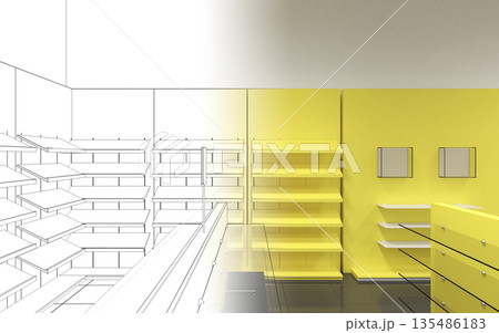 shopping mall, interior visualization, 3D illustration shopping mall, interior visualization, 3D illustration 135486183