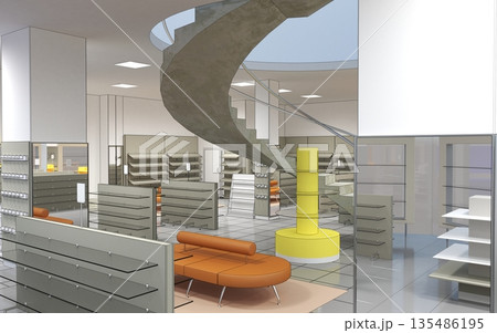 shopping mall, interior visualization, 3D illustration shopping mall, interior visualization, 3D illustration 135486195