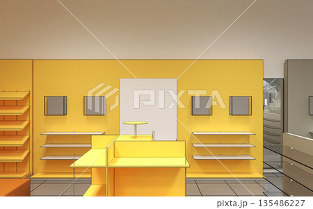 shopping mall, interior visualization, 3D illustration 135486227