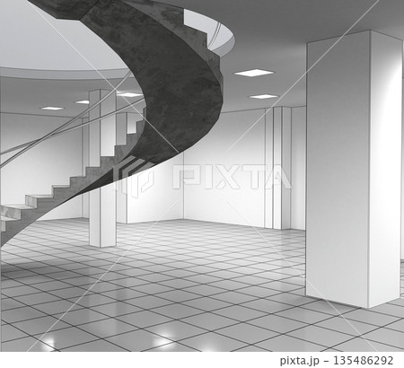empty room, interior visualization, 3D illustration empty room, interior visualization, 3D illustration 135486292
