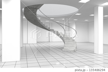 empty room, interior visualization, 3D illustration 135486294