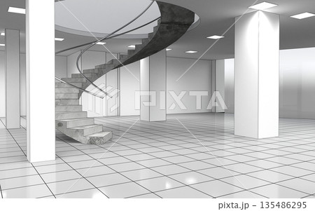 empty room, interior visualization, 3D illustration empty room, interior visualization, 3D illustration 135486295