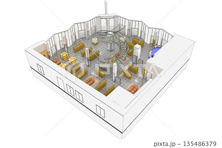 shopping mall, interior visualization, 3D illustration 135486379