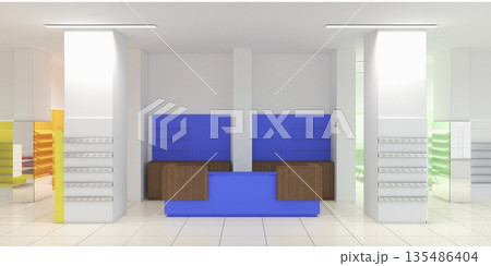 shopping mall, interior visualization, 3D illustration shopping mall, interior visualization, 3D illustration 135486404