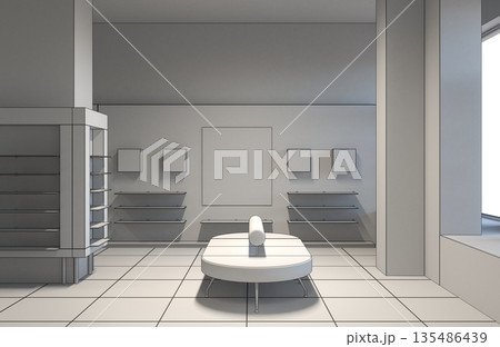 shopping mall, interior visualization, 3D illustration 135486439