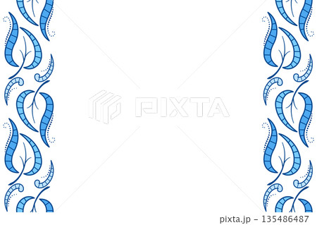 seamless border of filigree blue curved leaves seamless border of filigree blue curved leaves 135486487