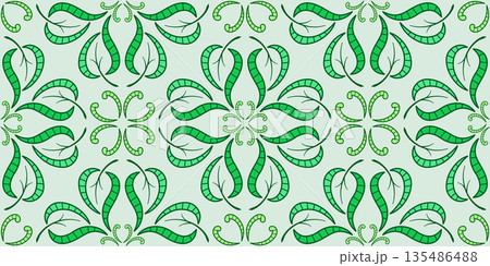 Square floral seamless pattern in shades of green Square floral seamless pattern in shades of green 135486488