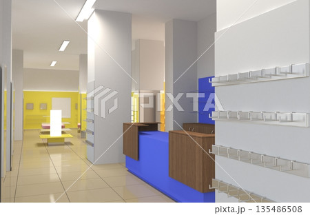 commercial premises, shop, interior visualization, 3D illustration commercial premises, shop, interior visualization, 3D illustration 135486508