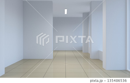 empty pavilion, interior visualization, 3D illustration 135486536