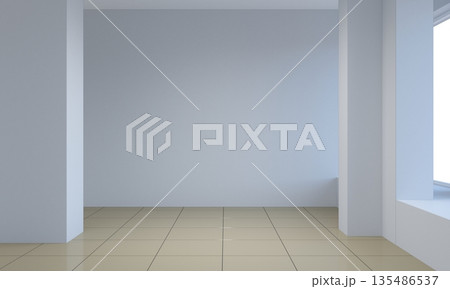 empty pavilion, interior visualization, 3D illustration empty pavilion, interior visualization, 3D illustration 135486537