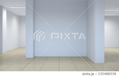 empty pavilion, interior visualization, 3D illustration empty pavilion, interior visualization, 3D illustration 135486539