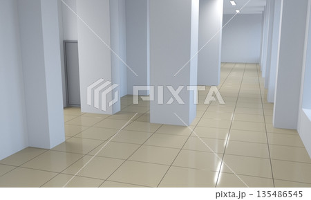 empty pavilion, interior visualization, 3D illustration 135486545