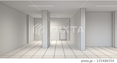 empty pavilion, interior visualization, 3D illustration 135486554