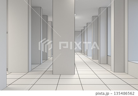 empty pavilion, interior visualization, 3D illustration 135486562