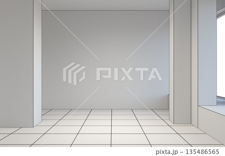 empty pavilion, interior visualization, 3D illustration 135486565