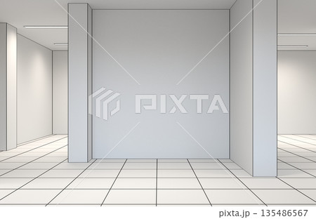 empty pavilion, interior visualization, 3D illustration 135486567