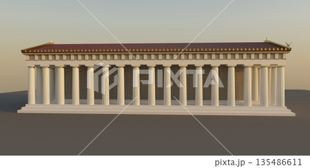 Parthenon, ancient greek temple, visualization, 3D illustration 135486611