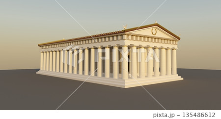 Parthenon, ancient greek temple, visualization, 3D illustration 135486612