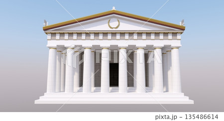 Parthenon, ancient greek temple, visualization, 3D illustration 135486614