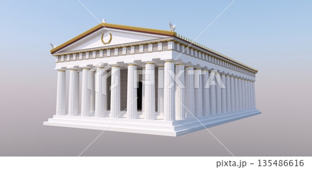 Parthenon, ancient greek temple, visualization, 3D illustration 135486616