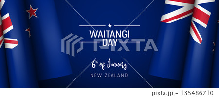 New Zealand Waitangi day vector banner, greeting card 135486710