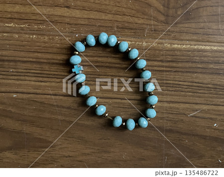 Orthodox rosary on the bench 135486722