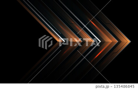 Abstract orange arrow metallic direction cyber technology futuristic geometric on black design modern creative background vector Abstract orange arrow metallic direction cyber technology futuristic geometric on black design modern creative background vector 135486845