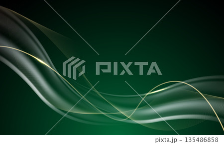 Abstract gold glossy wave overlap luxury on green design modern background vector 135486858