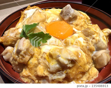 とろとろ卵の親子丼のアップイメージ 135486913