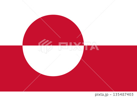 Flag of Greenland rectangle icon. Rectangular Greenland flag official colours, proportion. Flag of Greenlander country flag badge, symbol. 135487403