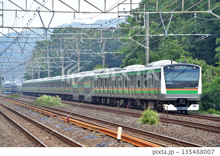 東海道本線　二宮－国府津　JR東日本　E233系3000番台　E-03編成（国府津） 135488007