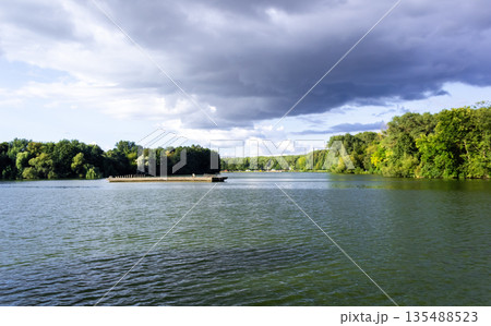 Lake view in Europe with park 135488523
