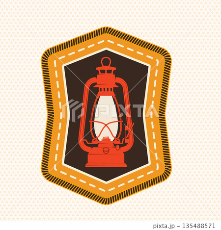 Scout badge with Camping Lantern. Vector. Merit patch, sticker for camping outdoor and academic activities 135488571