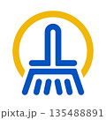 Modern cleaning logo featuring stylized broom and circle. Vector Illustrator 135488891