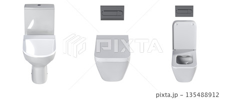 Lavatory pan isolated on a transparent background, bidet, 3D illustration, and CG render Lavatory pan isolated on a transparent background, bidet, 3D illustration, and CG render 135488912