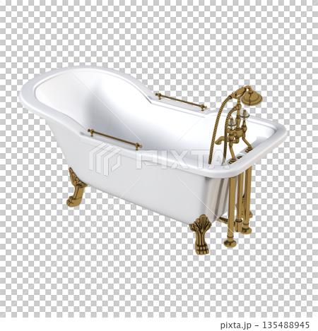 bathtub isolated on a white background, 3D illustration, and a CG render 135488945