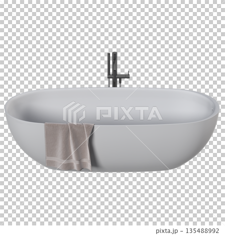 bathtub isolated on a white background, 3D illustration, and a CG render 135488992