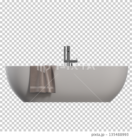 bathtub isolated on a white background, 3D illustration, and a CG render 135488993