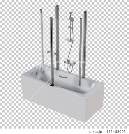 bathtub isolated on a white background, 3D illustration, and a CG render 135488995