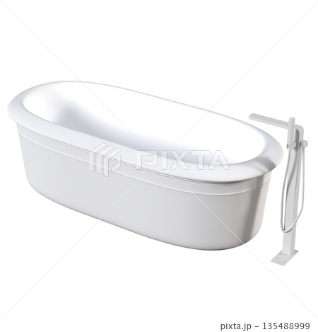 bathtub isolated on a white background, 3D illustration, and a CG render bathtub isolated on a white background, 3D illustration, and a CG render 135488999