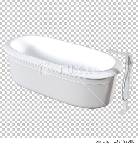 bathtub isolated on a white background, 3D illustration, and a CG render bathtub isolated on a white background, 3D illustration, and a CG render 135488999