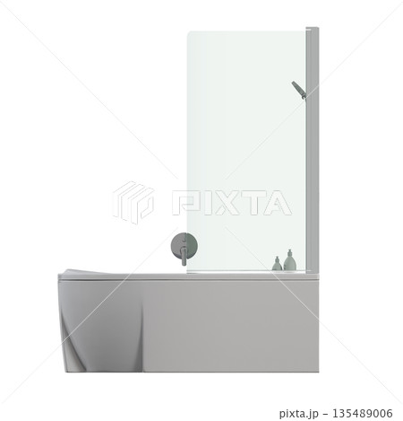 bathtub isolated on a white background, 3D illustration, and a CG render 135489006